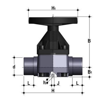 Фото Мембранный клапан VM ПВДФ с втулочными окончаниями d90 (DN80)