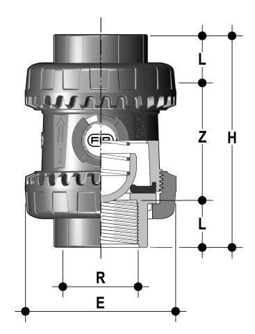 Фото Пружинный шаровой обратный клапан SSE ПВХ; с резьбовыми окончаниями, FKM, FIP R1'' (DN25)