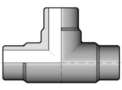 Тройник равнопроходной для стыковой сварки PP-H FIP d75 SDR11 PN6
