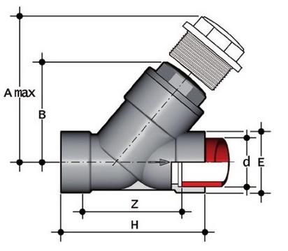 Фото Угловой обратный клапан VR c муфтовыми окончаниями, (уплотнение EPDM) PP-H d75 (DN65)