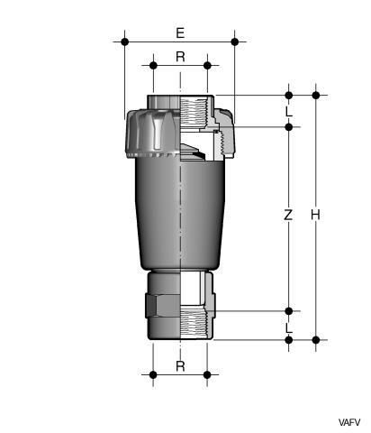 Фото Воздухоотводный клапан VA ПВХ с резьбовыми окончаниями, EPDM, FIP R1/2'' (DN15)