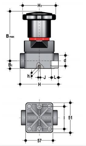 Фото Компактный мембранный клапан CM ПВХ с муфтовыми окончаниями, FKM, FIP d20 (DN15)