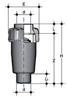 Фото Воздухоотводный клапан VA ПВХ с муфтовыми окончаниями, EPDM, FIP d63 (DN50)