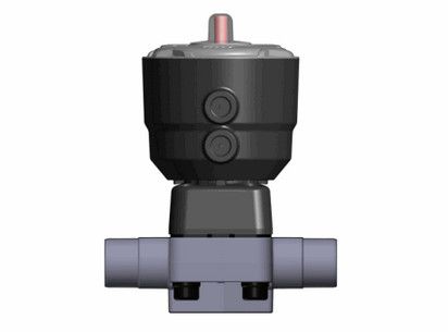 Фотография Мембранный клапан ПВХ с пневмоприводом, PN10, DK, EPDM, FIP d32 (DN25)