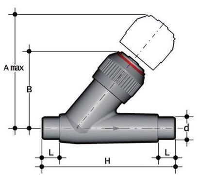 Фото Угловой обратный клапан VR ПВХ с втулочными окончаниями, EPDM, FIP d40 (DN32)