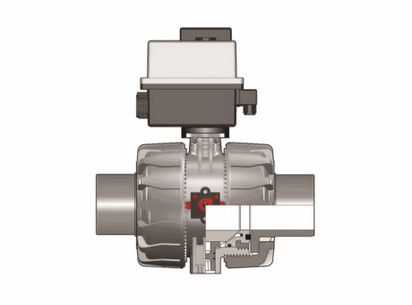 Шаровой кран VKD с эл.приводом 90-240V, втулочные окончания, DN65-100  (уплотнение FKM) PP-H d110 (DN100)