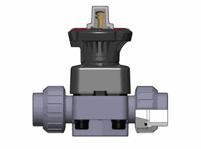 Мембранный клапан DK/L c муфтовыми окончаниями (уплотнение FKM / мембрана FKM) PP-H d32 (DN25)