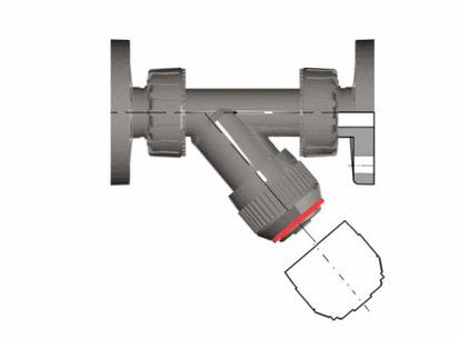 Грязевой фильтр RV с фланцевыми окончаниями (уплотнение EPDM) PP-H d32 (DN25)