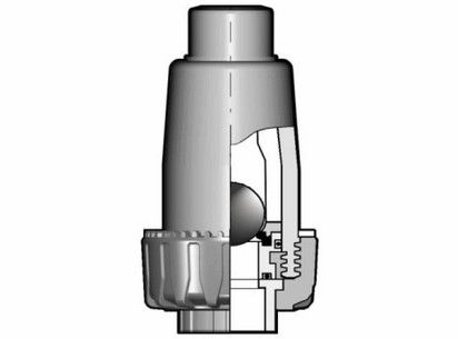 Шаровой обратный клапан SR c муфтовыми окончаниями (уплотнение FKM) PP-H d40 (DN32)