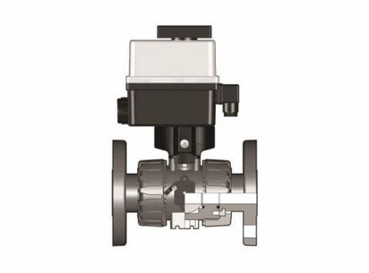 Шаровой кран VKD с эл.приводом 24V AC/DC, фланцевые окончания (уплотнение EPDM) PP-H d50 (DN40)