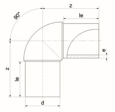 Отвод 90° PP-H Simona d32 SDR11 PN6