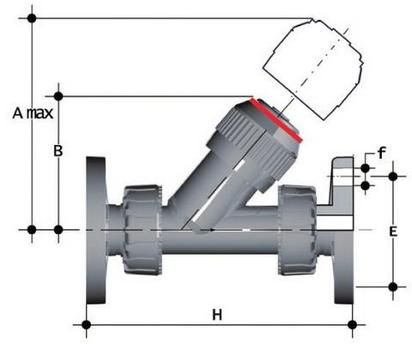 Фото Угловой обратный клапан VR c фланцевыми окончаниями, (уплотнение EPDM) PP-H d75 (DN65)