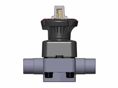 Мембранный клапан DK/L c втулочными окончаниями (уплотнение EPDM / мембрана EPDM) PP-H d40 (DN32)