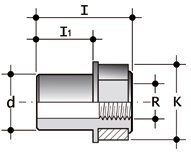 Фото Адаптер с внутренней резьбой PP-H FIP SDR11 PN6 25x3/4