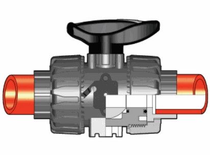 Шаровой кран промышленного применения VKD с муфтовыми окончаниями (уплотнение EPDM) PP-H d63 (DN50)