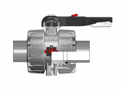 Шаровой кран промышленного применения VKD С втулочными окончаниями (уплотнение EPDM) PP-H d90 (DN80)