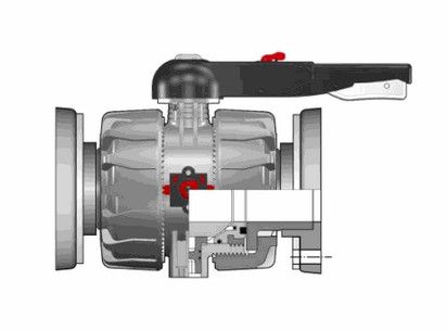 Шаровой кран промышленного применения VKD С фланцевыми окончаниями (уплотнение FKM) PP-H d90 (DN80)