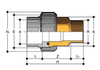 Изображение Муфта разборная с НР ПВХ (латунь) FIP 25x3/4