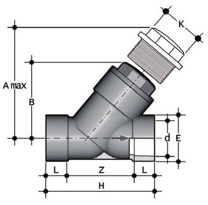 Фото Угловой обратный клапан VR ПВХ с муфтовыми окончаниями, EPDM, FIP d110 (DN100)