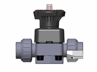 Мембранный клапан DK ПВХ с резьбовыми окончаниями, EPDM, FIP R1/2'' (DN15)