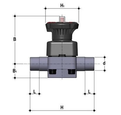 Фото Мембранный клапан DK ПВХ с втулочными окончаниями, EPDM, FIP d50 (DN40)