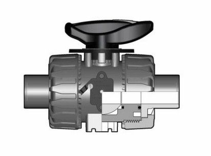 Шаровой кран ПВХ для регулирования потока VKR cо втулочными окончаниями, EPDM, FIP d63 (DN50)