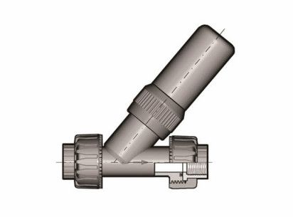 Угловой предохранительный клапан SV ПВХ с резьбовыми окончаниями, EPDM, FIP R1'' (DN25)