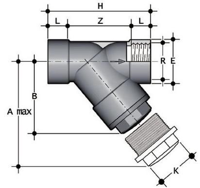 Фото Грязевый фильтр RV ПВХ с резьбовыми окончаниями, DN65-100, EPDM, FIP R21/2'' (DN65)