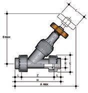 Фото Угловой вентиль VV ПВХ с резьбовыми окончаниями, EPDM, FIP R2'' (DN50)