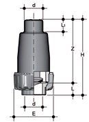 Фото Донный клапан VZ ПВХ с муфтовыми окончаниями, EPDM, FIP d32 (DN25)