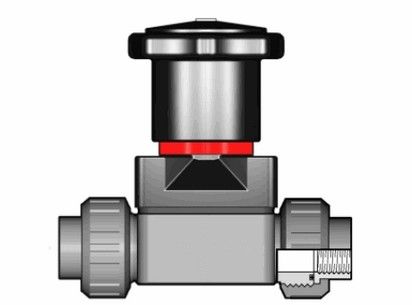 Компактный мембранный клапан CM ПВХ с разборными муфтовыми окончаниями, EPDM, FIP d15 (DN15)