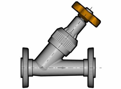 Угловой вентиль VV ПВХ с фланцевыми окончаниями, EPDM, FIP d50 (DN40)