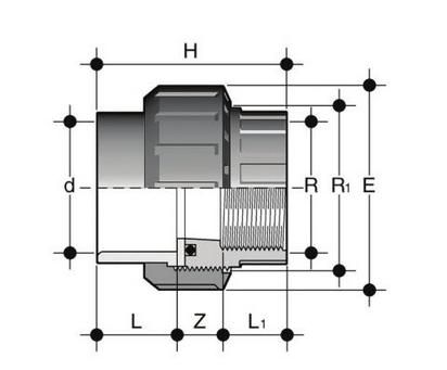 Изображение Муфта разборная с ВР ПВХ FIP 16x3/8