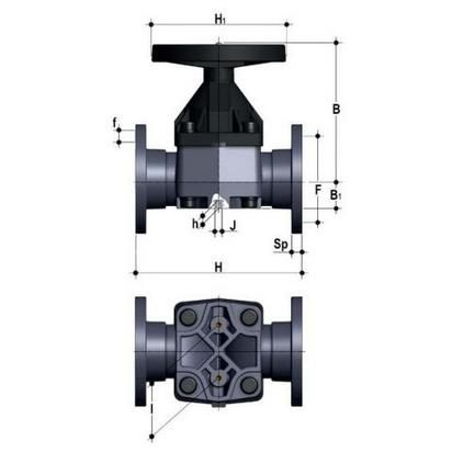 Фото Мембранный клапан VM ПВХ с фланцевыми окончаниями, EPDM, FIP d110 (DN100)