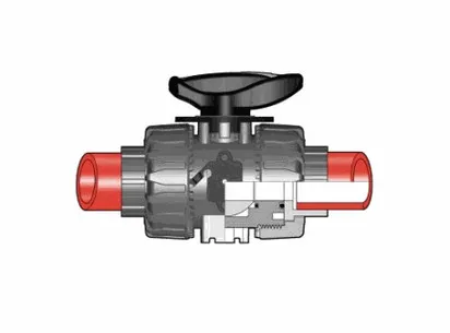 Шаровой кран для регулирования потока VKR ПВДФ c муфтовыми окончаниями d40 (DN32)