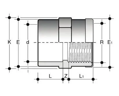 Фото Переходная муфта с усиливающим кольцом  ХПВХ PN16 20x1/2"