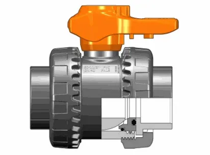 Шаровой кран общего применения VXE ХПВХ с муфтовыми окончаниями d40 (DN32)