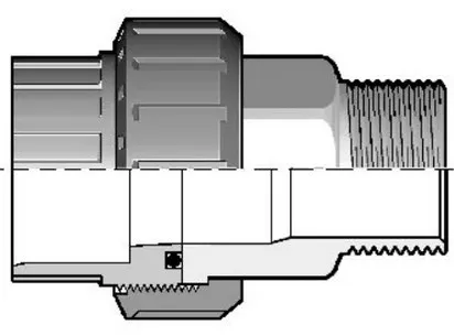 Муфта разборная переходная ХПВХ/ нержавеющая сталь НР 16x3/8" PN16