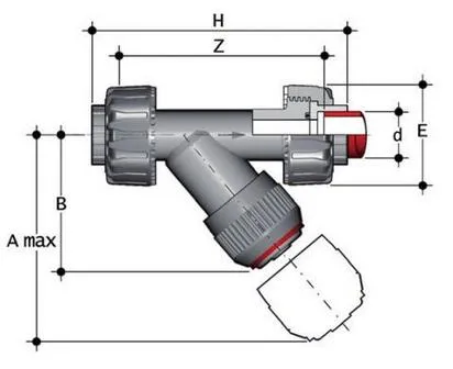 Фото Грязевой фильтр RV с муфтовыми окончаниями (уплотнение FKM) PP-H d20 (DN15)