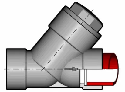 Угловой обратный клапан VR c муфтовыми окончаниями, (уплотнение FKM) PP-H d90 (DN80)