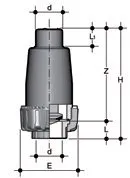 Фото Донный клапан VZ ПВХ с муфтовыми окончаниями, EPDM, FIP d63 (DN50)