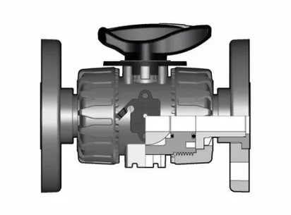 Шаровой кран ПВХ для регулирования потока VKR c фланцевыми окончаниями, EPDM, FIP d40 (DN32)