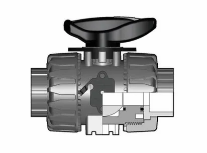 Шаровой кран ПВХ для регулирования потока VKR c муфтовыми окончаниями, EPDM, FIP d25 (DN20)