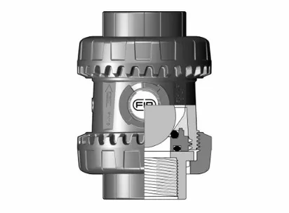 Шаровой обратный клапан SXE ПВХ; с резьбовыми окончаниям, FKM, FIP R1'' (DN25)