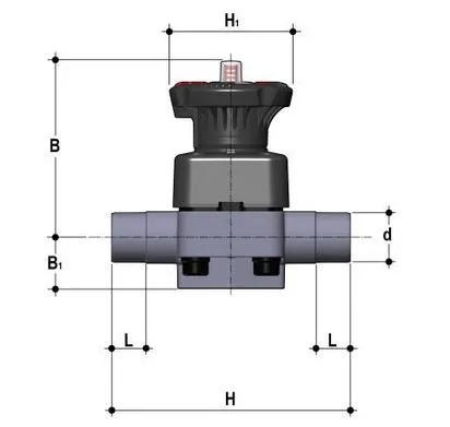 Фото Мембранный клапан DK ПВХ с втулочными окончаниями, EPDM, FIP d63 (DN50)