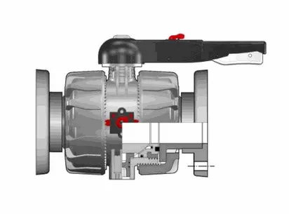 Шаровой кран ПВХ промышленного применения VKD с фланцевыми окончаниями, DN65-100, FKM, FIP d110 (DN100)