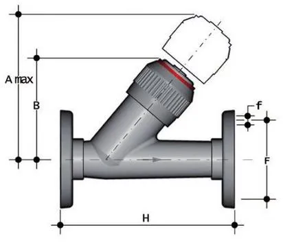 Фото Угловой обратный клапан VR ПВХ с фланцевыми окончаниями, FKM, FIP d32 (DN25)