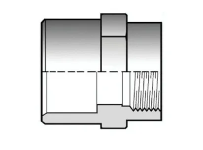 Фото Двойной муфтовый адаптер с ВР ПВХ FIP 125x10x4