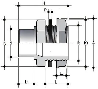 Изображение Соединитель с цистерной, LIV ПВХ FIP 32x1 1/4