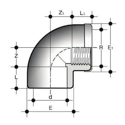 Изображение Отвод 90° переходной на ВР с кольцом ПВХ FIP 40x1 1/4